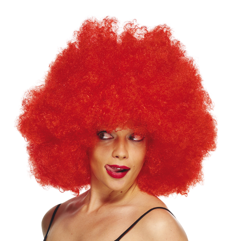 Perruque super afro rouge pas cher