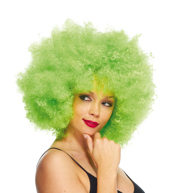 Perruque super afro vert pas cher