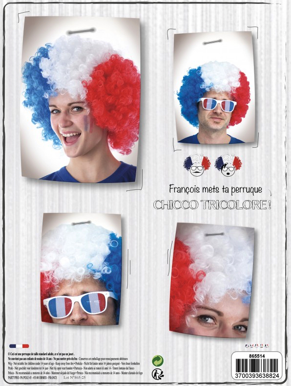 Perruque Supporter Tricolore pas cher