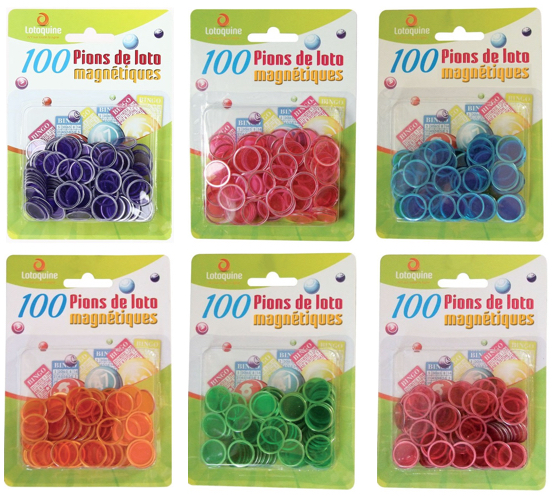 100 jetons / pions magnétiques pour loto