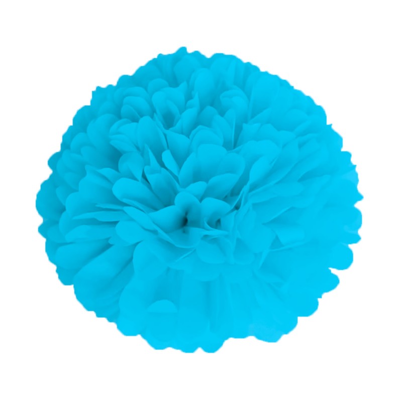 Pompom Bleu Glacier en papier