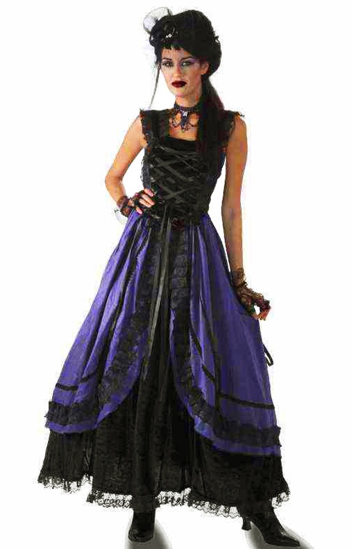 Robe gothique noire et violette pas cher