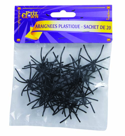 Sachet de 20 araignées noires pas cher