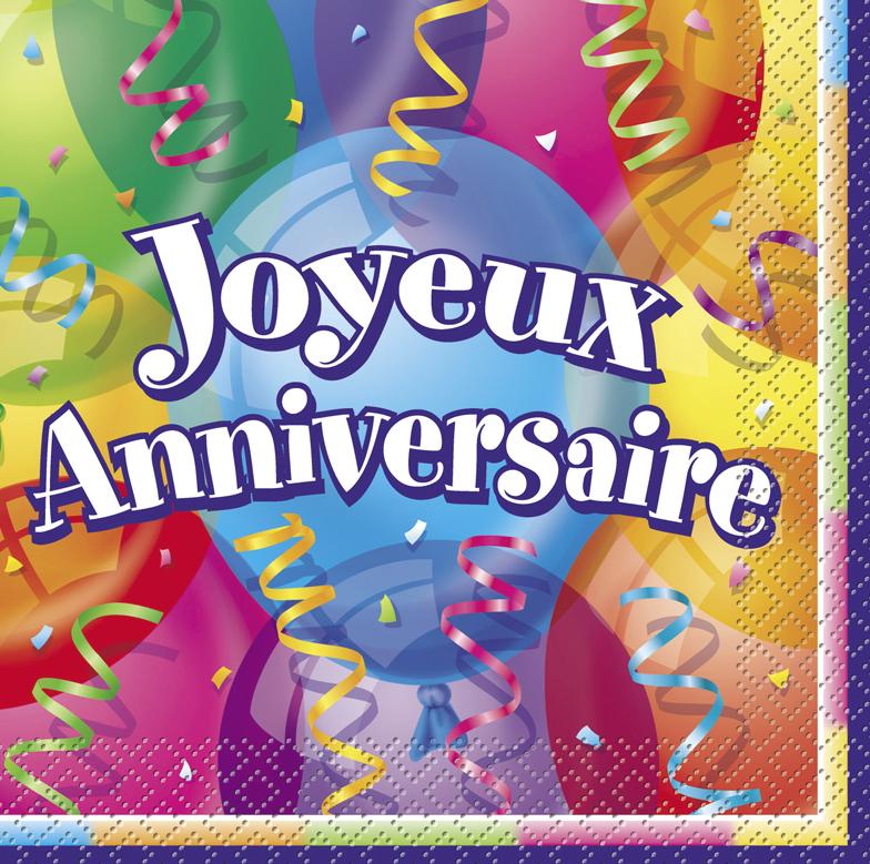 Serviettes Joyeux Anniversaire Pas Cher