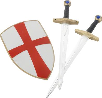 Set de chevalier croisé avec bouclier et deux épées pas cher