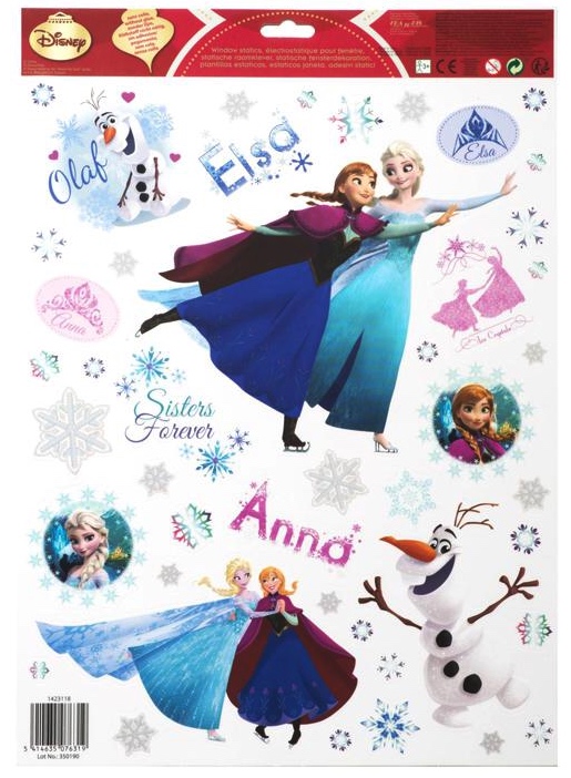 Stickers electrostatiques reine des neiges Anna et Elsa pas cher